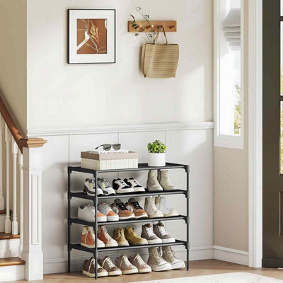 4-Tier Shoe Storage Rack, Freestanding Shoe Organiser With Fabric Shelves And Metal Frame, Hallway, Ink Black - image 1