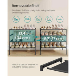 4-Tier Shoe Storage Rack, Freestanding Shoe Organiser With Fabric Shelves And Metal Frame, Hallway, Ink Black - thumbnail 3