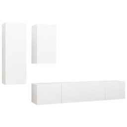 Berkfield 4 Piece Tv Cabinet Set White Engineered Wood - thumbnail 2