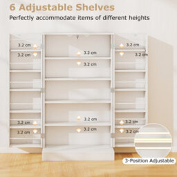 Costway 104Cm Tall Pantry Cabinet Freestanding Kitchen Buffet Cupboard With Doors-White - thumbnail 5