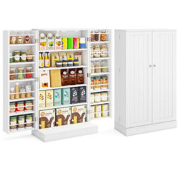 Costway 104Cm Tall Pantry Cabinet Freestanding Kitchen Buffet Cupboard With Doors-White - thumbnail 2