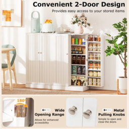 Costway 104Cm Tall Pantry Cabinet Freestanding Kitchen Buffet Cupboard With Doors-White - thumbnail 7
