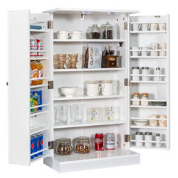 Costway 104Cm Tall Pantry Cabinet Freestanding Kitchen Buffet Cupboard With Doors-White - thumbnail 1