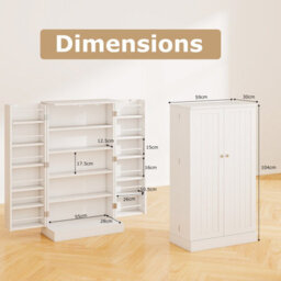 Costway 104Cm Tall Pantry Cabinet Freestanding Kitchen Buffet Cupboard With Doors-White - thumbnail 3