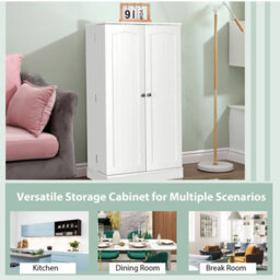 Costway 104Cm Tall Pantry Cabinet Freestanding Kitchen Buffet Cupboard With Doors-White - thumbnail 9