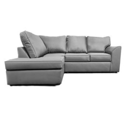 Furnishings For Less UK Danbury Leather 3 To 4 Seater L Shaped Corner Sofa Grey Left Hand Facing