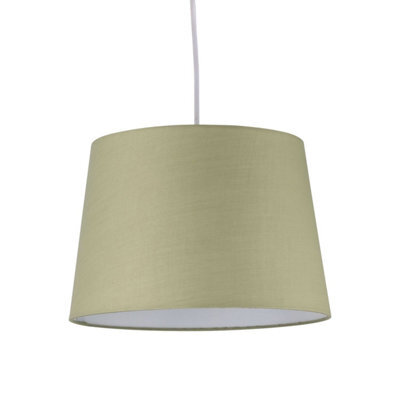 First Choice Lighting Sage Green Cotton 28Cm Tapered Cylinder Pendant Or Lamp Shade - image 1