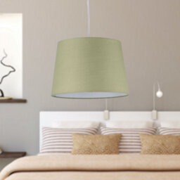 First Choice Lighting Sage Green Cotton 28Cm Tapered Cylinder Pendant Or Lamp Shade - thumbnail 5