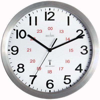 Acctim - Radio Controlled 24Hr Wall Clock 25Cm - Brushed Aluminium