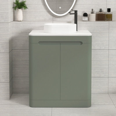 Royal Bathrooms Venice 700mm Sage Green Freestanding Bathroom Countertop Vanity Unit 2 Door With Lyon Basin - image 1