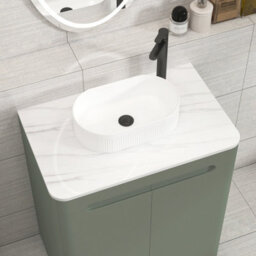 Royal Bathrooms Venice 700mm Sage Green Freestanding Bathroom Countertop Vanity Unit 2 Door With Lyon Basin - thumbnail 6