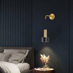 Wall Light Retro Style Iron Wall Lamp Fitting Indoor Bedroom Bedside E27 Lamp Holder Black And Gold - thumbnail 3