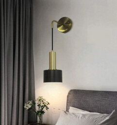 Wall Light Retro Style Iron Wall Lamp Fitting Indoor Bedroom Bedside E27 Lamp Holder Black And Gold - thumbnail 5