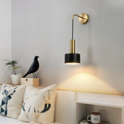 Wall Light Retro Style Iron Wall Lamp Fitting Indoor Bedroom Bedside E27 Lamp Holder Black And Gold - thumbnail 1