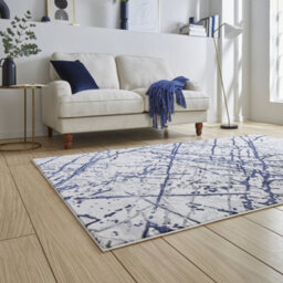 Blue Silver Abstract Easy To Clean Modern Rug For Dining Room Bedroom And Living Room-160Cm X 230Cm - thumbnail 2