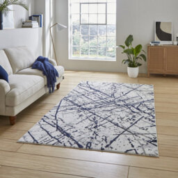 Blue Silver Abstract Easy To Clean Modern Rug For Dining Room Bedroom And Living Room-160Cm X 230Cm - thumbnail 1
