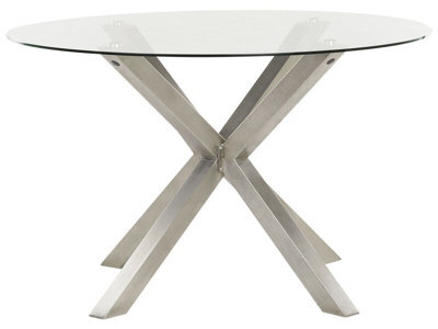 Wyld And Coco 120Cm Round Outdoor Dining Table - Clear Tempered Glass Top, Silver Powder-Coated Stainless Steel Frame - image 1