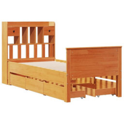 Berkfield Bookcase Bed Without Mattress Wax Brown 75X190 Cm Small Single Solid Wood Pine - thumbnail 3