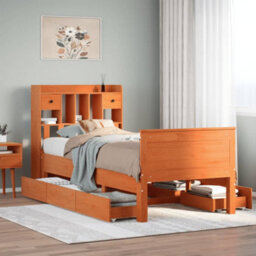 Berkfield Bookcase Bed Without Mattress Wax Brown 75X190 Cm Small Single Solid Wood Pine - thumbnail 1