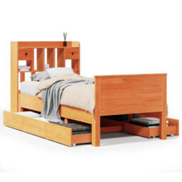 Berkfield Bookcase Bed Without Mattress Wax Brown 75X190 Cm Small Single Solid Wood Pine - thumbnail 2