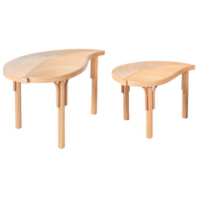 Beliani Set Of 2 Coffee Tables Paralia Rattan Natural - image 1