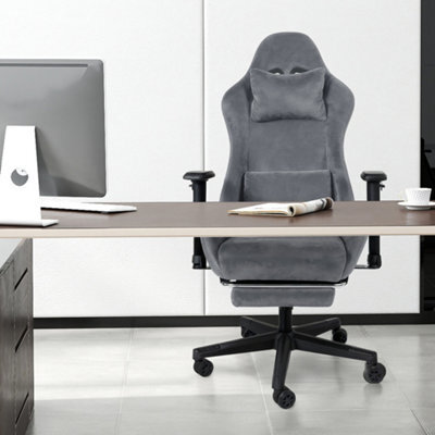 Levede Office Desk Chair Gaming Recliner Adjustable Height With Footrest Grey - image 1