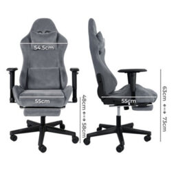 Levede Office Desk Chair Gaming Recliner Adjustable Height With Footrest Grey - thumbnail 4