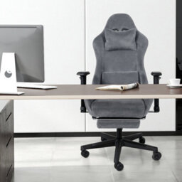 Levede Office Desk Chair Gaming Recliner Adjustable Height With Footrest Grey - thumbnail 1