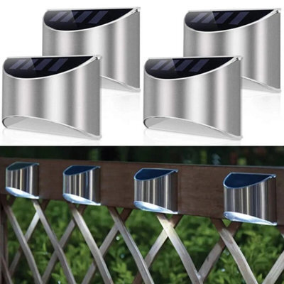 Solar Powered Waterproof Door Fence Wall Lights Led Outdoor Garden Lamp White 4 Pack - image 1