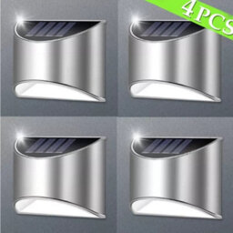 Solar Powered Waterproof Door Fence Wall Lights Led Outdoor Garden Lamp White 4 Pack - thumbnail 2