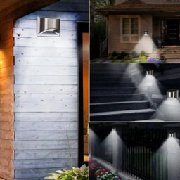 Solar Powered Waterproof Door Fence Wall Lights Led Outdoor Garden Lamp White 4 Pack - thumbnail 7
