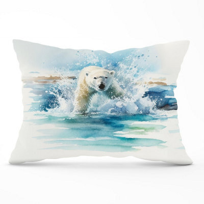 Warren Reed Designer Hunting Polar Bear Watercolour Cushions 33Cm X 48Cm