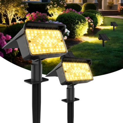 Ollny Solar Spot Lights 2 Pack Warm White 3000K Dimmable With 120 Degree Adjustable Head Ip65 Waterproof Garden Driveway Walkway - image 1