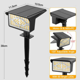 Ollny Solar Spot Lights 2 Pack Warm White 3000K Dimmable With 120 Degree Adjustable Head Ip65 Waterproof Garden Driveway Walkway - thumbnail 7