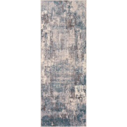 Livabliss Ankara-Abstract Blue Beige Modern Marble Living Dining Bedroom Rug 80 X 220 Cm Easy Care, Non Shedding - thumbnail 1