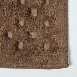 Homescapes Cotton Check Border Chocolate Brown Bath Mat - thumbnail 2