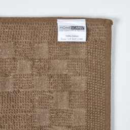 Homescapes Cotton Check Border Chocolate Brown Bath Mat - thumbnail 5