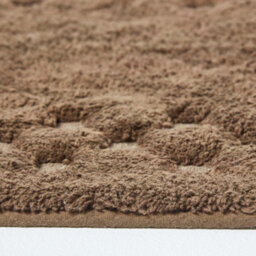 Homescapes Cotton Check Border Chocolate Brown Bath Mat - thumbnail 3
