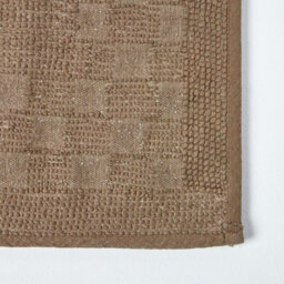 Homescapes Cotton Check Border Chocolate Brown Bath Mat - thumbnail 4