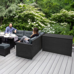 Jardí Black Rattan Corner Furniture Set & Large Garden Storage Box - thumbnail 6