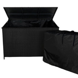 Jardí Black Rattan Corner Furniture Set & Large Garden Storage Box - thumbnail 2
