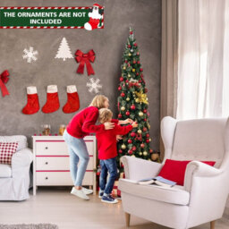 Costway 7Ft Half Christmas Tree Holiday Decoration Tree 403 Pvc Branch Tips & Led Lights - thumbnail 4