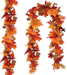 2 Pack Artificial Fall Maple Leaf Garland, 5.9Ft/piece Autumn Hanging Vine, Fall Leaves Thanksgiving Decor - thumbnail 1
