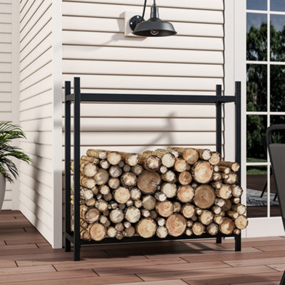 Breeins 4 X 4Ft Metal Black 10Kg Fireplace Log Storage Firewood Logs Holder - image 1