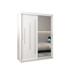 Arte Elegant White York Ii Sliding Door Wardrobe W1500mm H2000mm D620mm - Mirrored Storage With Silver Handles - thumbnail 1