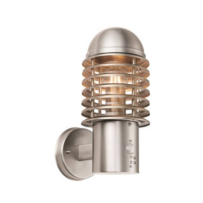 Luminosa Lighting Luminosa Louvre Pir 1 Light Outdoor Wall Brushed Stainless Steel Ip44, E27 - image 1