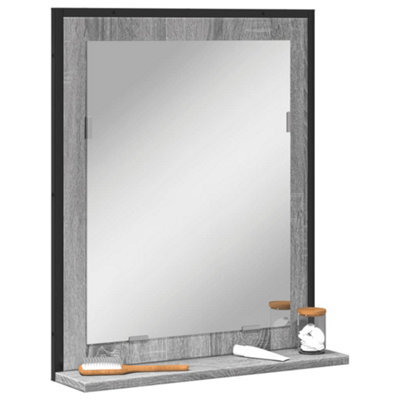 Walplus Bathroom Mirror With Shelf Grey Sonoma 50X12X60 Cm Engineered Wood - image 1