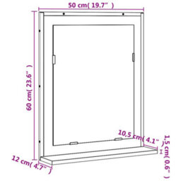 Walplus Bathroom Mirror With Shelf Grey Sonoma 50X12X60 Cm Engineered Wood - thumbnail 9