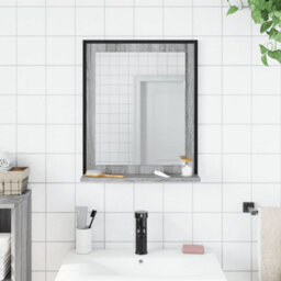 Walplus Bathroom Mirror With Shelf Grey Sonoma 50X12X60 Cm Engineered Wood - thumbnail 3