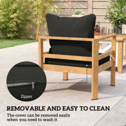 Outsunny Cushion Set With Seat & Back Pad, Cushion Only, Black - thumbnail 7